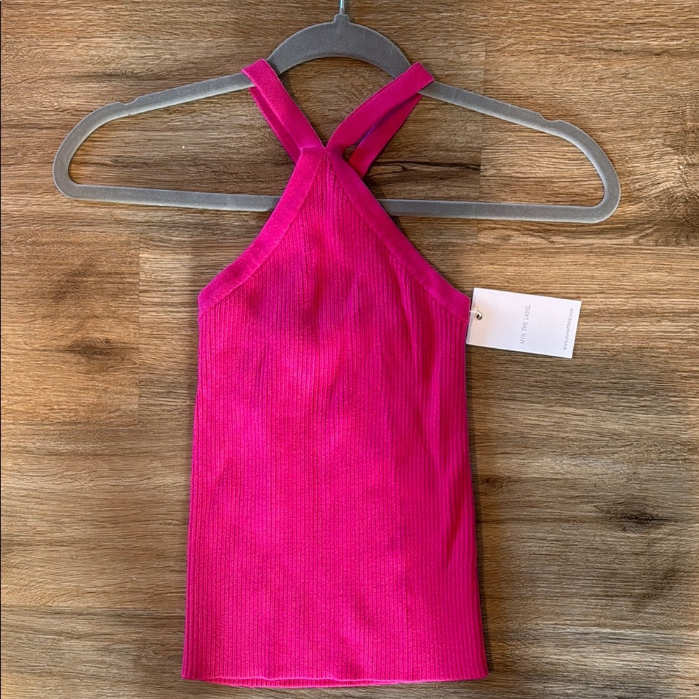 MVN THE LABEL pink cross back tank top